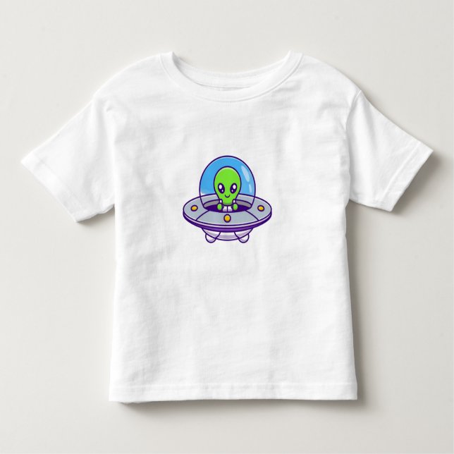 Camiseta De Bebé Alienígena lindo volando en OVNI (Anverso)