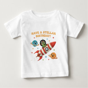 Camiseta De Bebé Alienígena Retro Adorable en Nave Espacial   Bicho