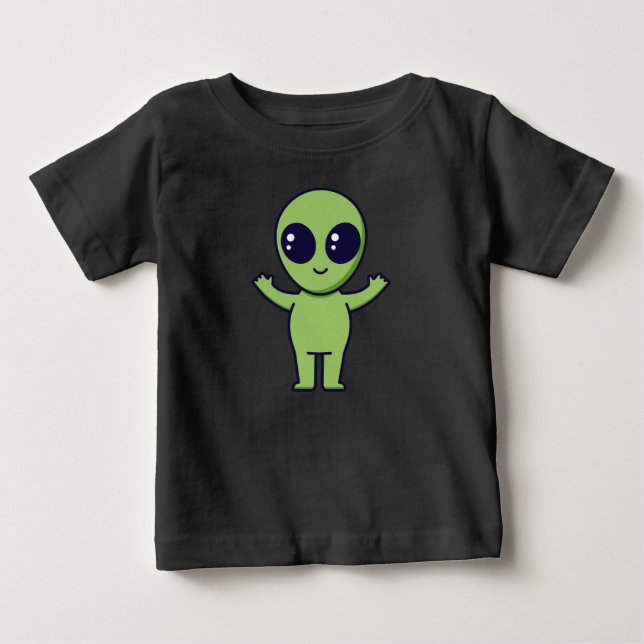 Camiseta De Bebé “Alienígena verde lindo (Anverso)