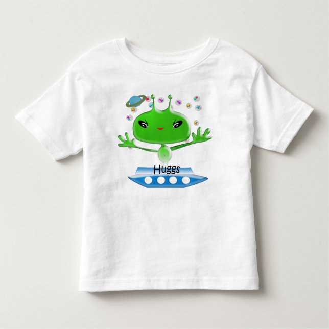 Camiseta De Bebé Alienígenas del espacio ultraterrestre verde lindo (Anverso)
