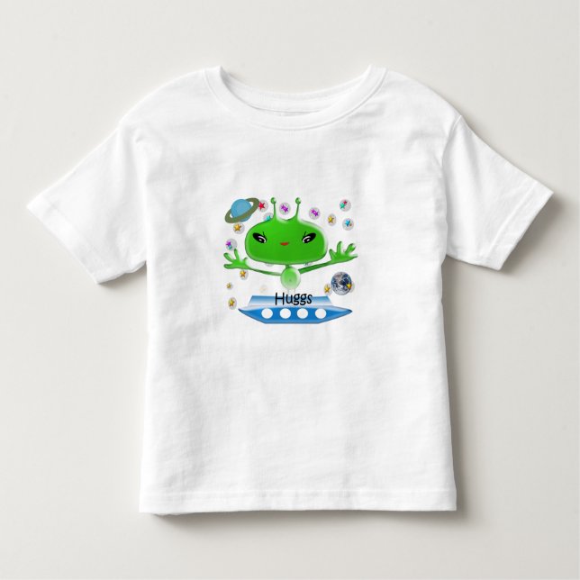Camiseta De Bebé Alienígenas del espacio ultraterrestre verde lindo (Anverso)