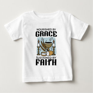 Camiseta De Bebé Alimentado por la Gracia, Sostenido por la Fe Dise