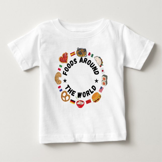 Camiseta De Bebé Alimentos en todo el mundo (Anverso)