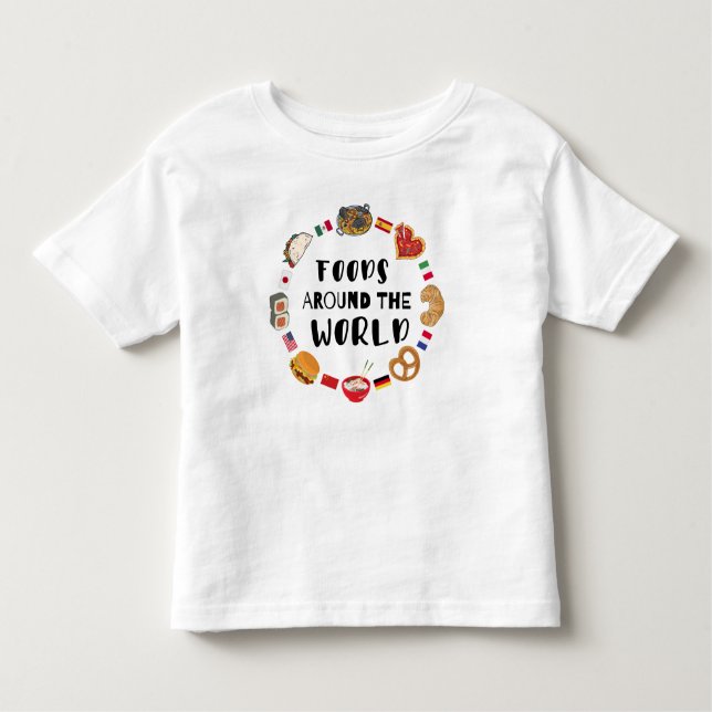 Camiseta De Bebé Alimentos en todo el mundo (Anverso)