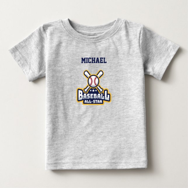 Camiseta De Bebé All Star Ball & Bat Personalizado (Anverso)