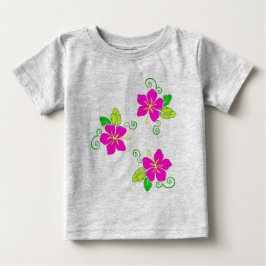 Camiseta De Bebé Aloha Bordado Mira Rosa Flor Hawaiana   