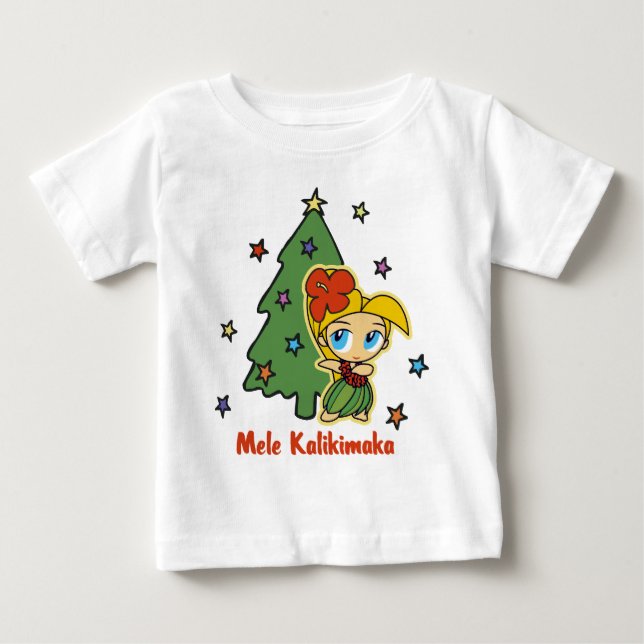 Camiseta De Bebé Aloha Honeys Christmas Blond Hula Girl (Anverso)