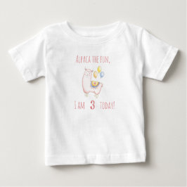 Camiseta De Bebé Alpaca Dulce con Globo Rosa Claro Cumpleaños Infan