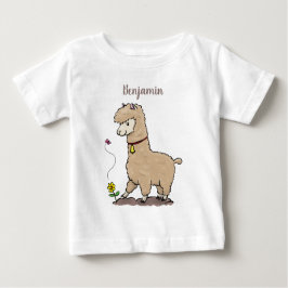 Camiseta De Bebé Alpaca feliz con personalizado de mariposa