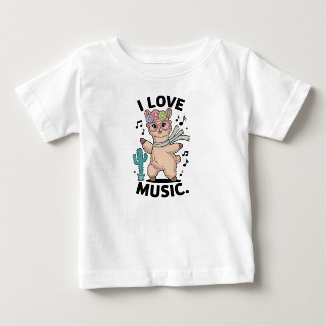 Camiseta De Bebé Alpaca love music (Anverso)