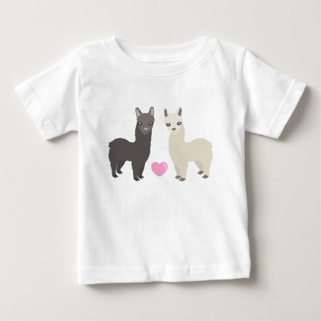 Camiseta De Bebé Alpacas y corazón (Anverso)