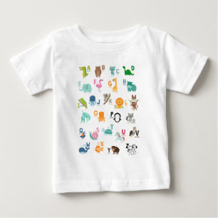 Camiseta De Bebé Alphabet Animal Doodle