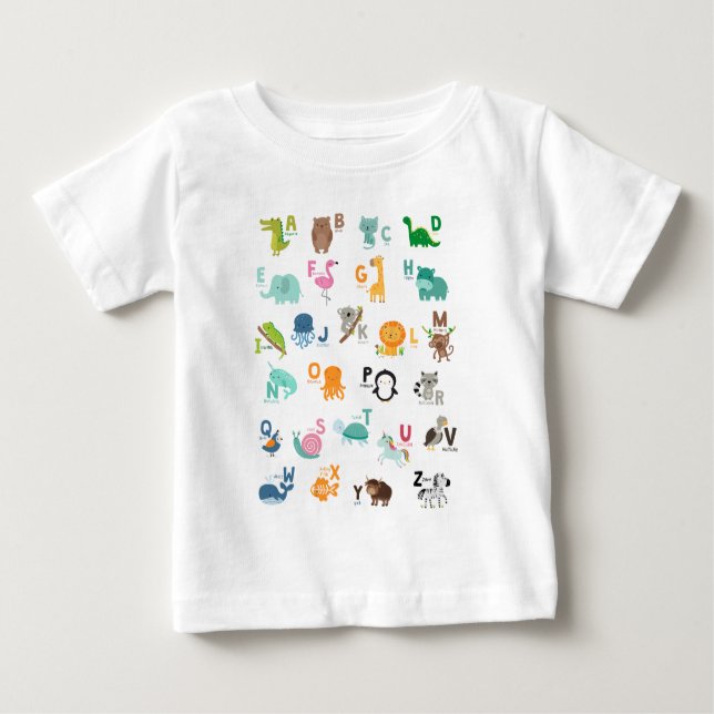 Camiseta De Bebé Alphabet Animal Doodle (Anverso)