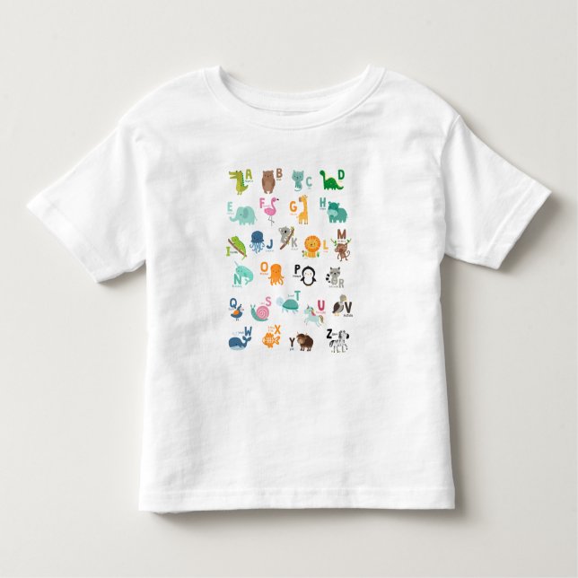 Camiseta De Bebé Alphabet Animal Doodle (Anverso)