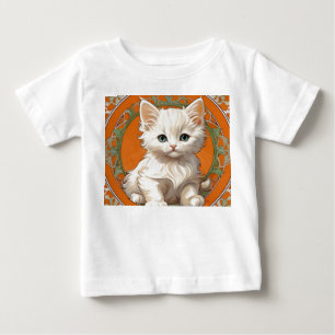 Camiseta De Bebé Alphonse Mucha Art Nouveau Gatito Blanco