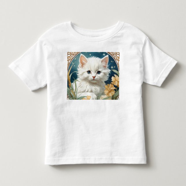 Camiseta De Bebé Alphonse Mucha Art Nouveau Kitten (Anverso)