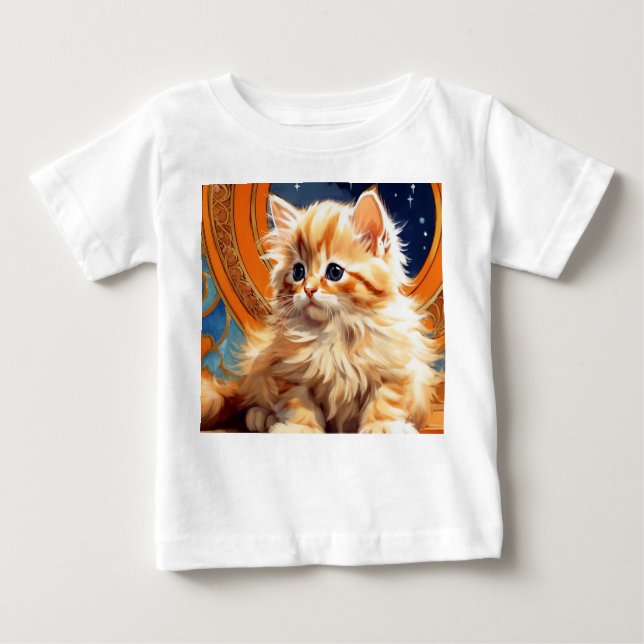 Camiseta De Bebé Alphonse Mucha Art Nouveau Naranja Cat (Anverso)