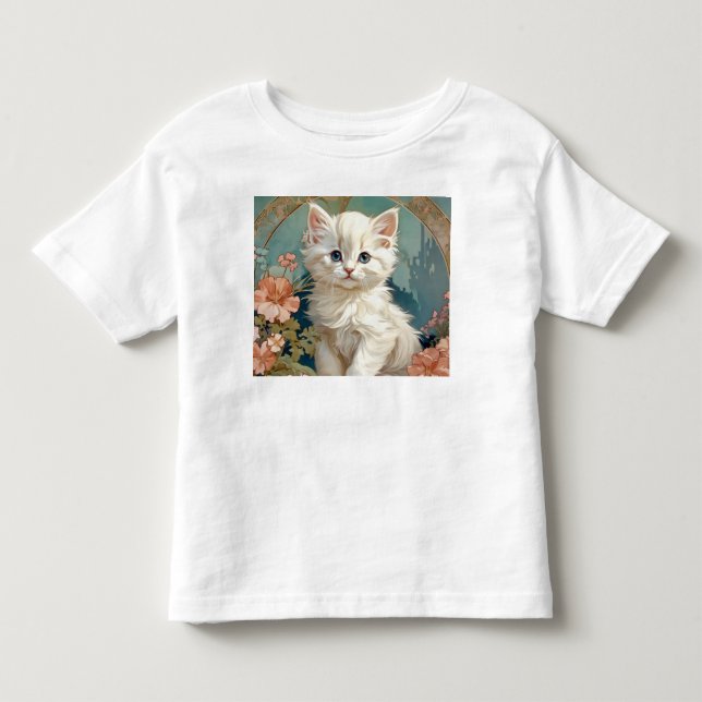Camiseta De Bebé Alphonse Mucha Estilo Gato Blanco (Anverso)