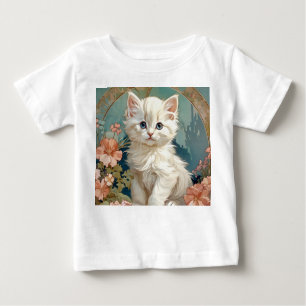 Camiseta De Bebé Alphonse Mucha Estilo Gato Blanco