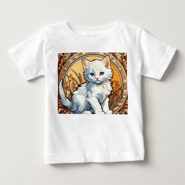 Camiseta De Bebé Alphonse Mucha Style Cat (Anverso)