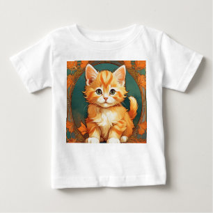 Camiseta De Bebé Alphonse Mucha Style Naranja Cat