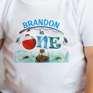 Camiseta De Bebé Alumnos con temas de pesca O-fish primer cumpleaño