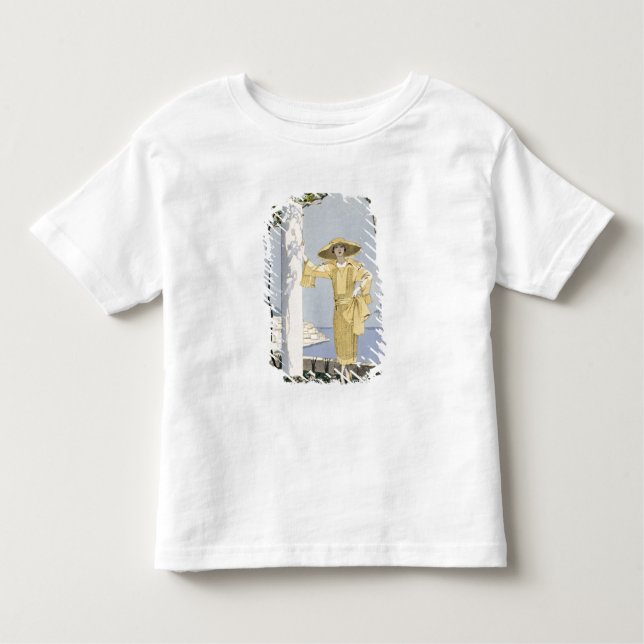 Camiseta De Bebé Amalfi, ilustracion de una mujer con un vestido am (Anverso)