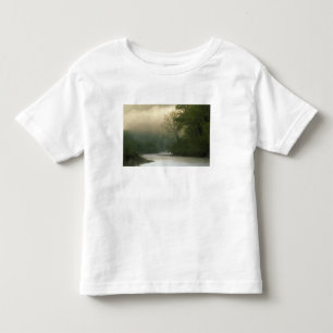 Camiseta De Bebé Amanecer a través de la niebla visto desde Red Blu