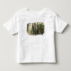 Camiseta De Bebé Amanecer a través del bosque de roble y nogal,