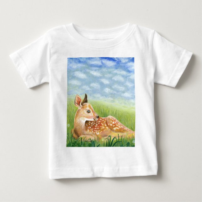 Camiseta De Bebé Amanecer en el Ilustracion de hierba (Anverso)