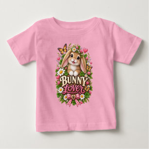 Camiseta De Bebé Amante de conejitos lindos jardín de cottage flora