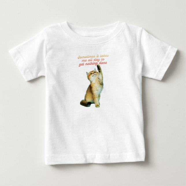 Camiseta De Bebé Amante Perezoso de Gatos Divert (Anverso)