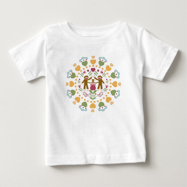 Camiseta De Bebé Amantes de los monos en un jardín popular (Anverso)