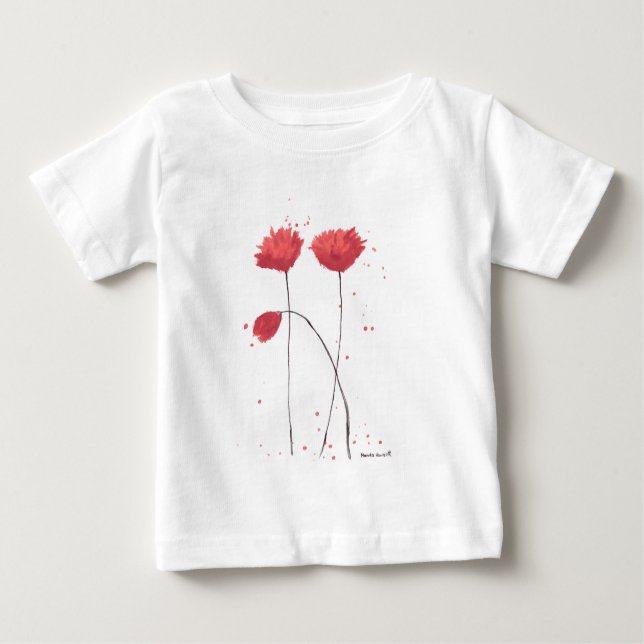 Camiseta De Bebé Amapolas flores acuarela flores silvestres rústica (Anverso)