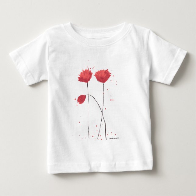 Camiseta De Bebé Amapolas rojas flores acuarela rústica flores silv (Anverso)