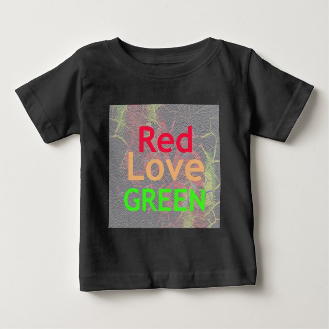 CAMISETA DE BEBÉ AMAR EL ORO ROJO VERDE (Anverso)