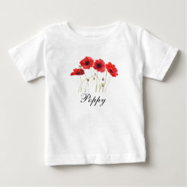 Camiseta De Bebé Amaranto Flores Rojas Acuarela Bebé Poppy