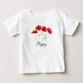 Camiseta De Bebé Amaranto Rojo Floral Acuarela Bebé de Amapola
