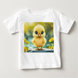 Camiseta De Bebé Amarillo amarillo brillante azul de pollo con ojos
