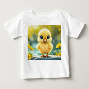 Camiseta De Bebé Amarillo amarillo brillante azul de pollo con ojos