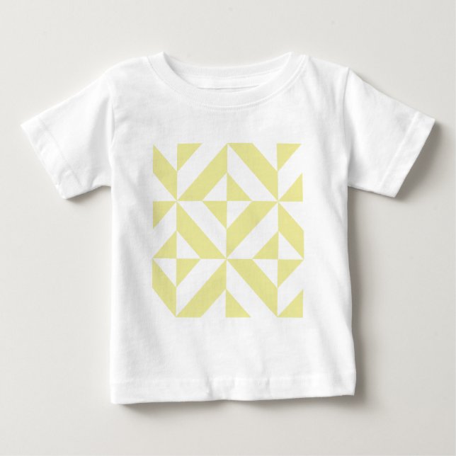Camiseta De Bebé Amarillo Suave Arte Deco Geométrico (Anverso)