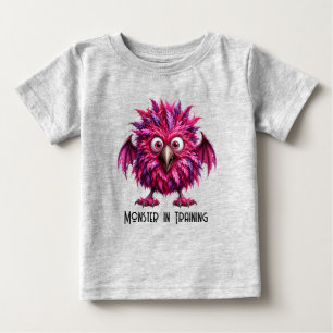 Camiseta De Bebé Ámbar - Monstruo Caprichoso con Ojos Grandes y Plu