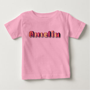 Camiseta De Bebé Amelia bebé nombre kawaii 3d letras