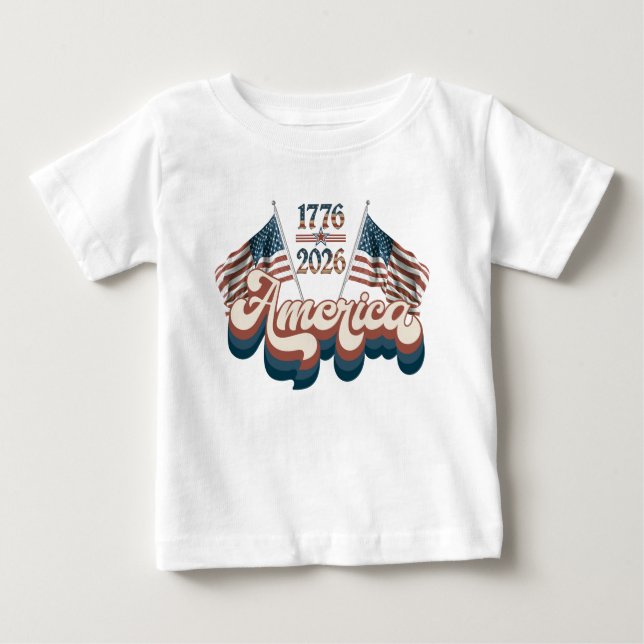 Camiseta De Bebé America 1776–2026, Patriotic, USA 250 Years (Anverso)
