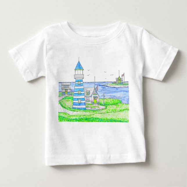 Camiseta De Bebé Americana Lighthouse Baby Tshirt (Anverso)