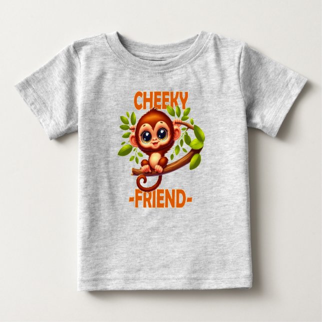 Camiseta De Bebé Amigo malhumorado cute mono bebé en personalizado  (Anverso)