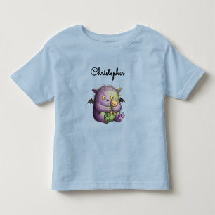 Camiseta De Bebé Amigo Monstruo Lindo Morado Verde Esponjoso
