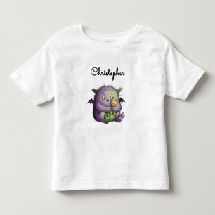 Camiseta De Bebé Amigo Monstruo Lindo Morado Verde Esponjoso