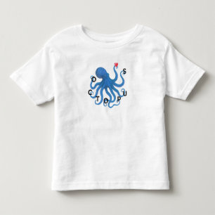 Camiseta De Bebé Amigo Pulpo Azul Adorable con Corazón Océano Buceo