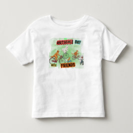 Camiseta De Bebé Amigos Animales Adorables en Bicicletas